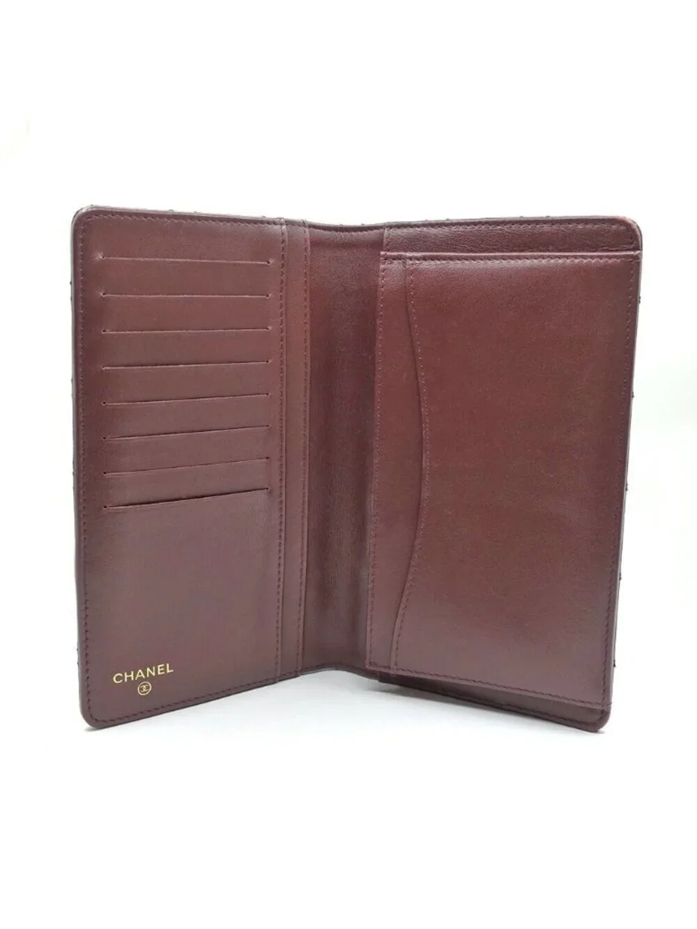 Chanel Quilted Bifold Wallet Black Gold Caviar Leather CC Logo